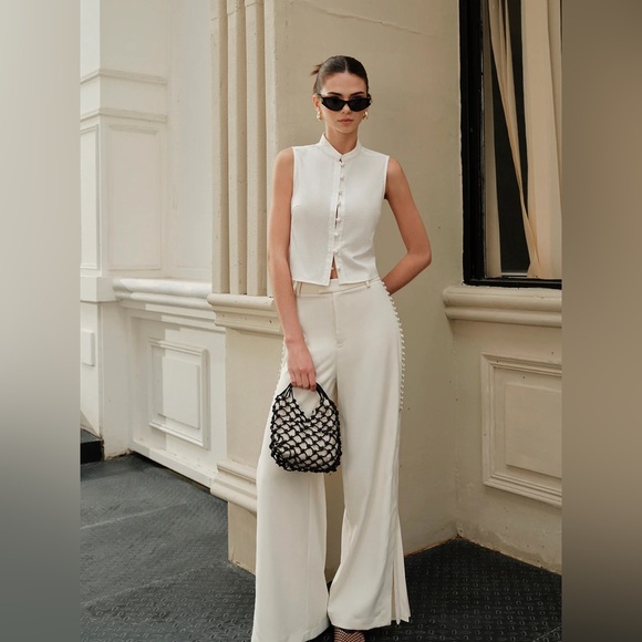 Cotton & Linen Round-Button Semi-Sheer Vest Commense S CC19 ‼️OLD MONEY - Picture 5 of 6